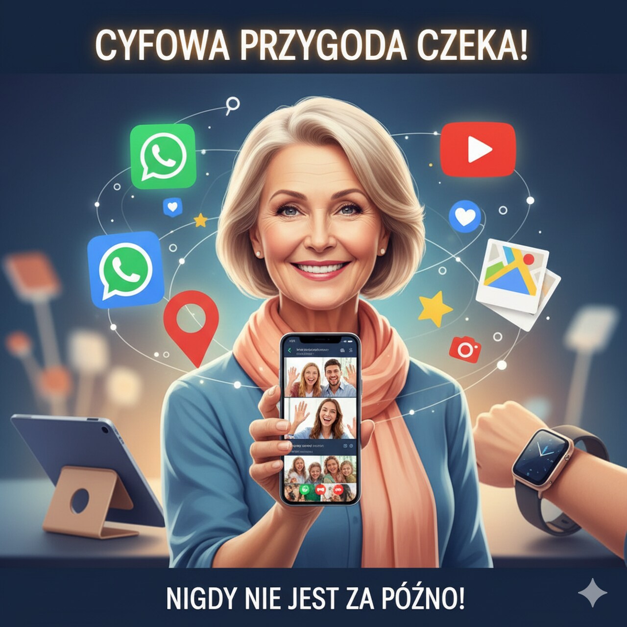 Rewolucja cyfrowa: Nauka obsługi smartfona, tabletów i aplikacji po 50-tce